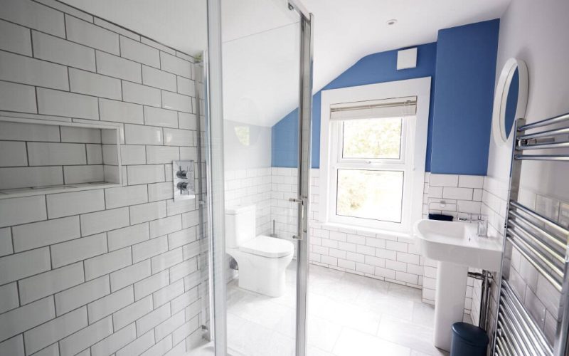 Domestic bathroom, seen from shower cubicle